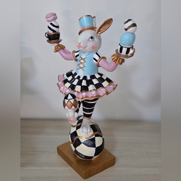 SOLD!! Whimsical , Hand-painted Rabbit with Checkered Pattern! - Picture 3 of 4